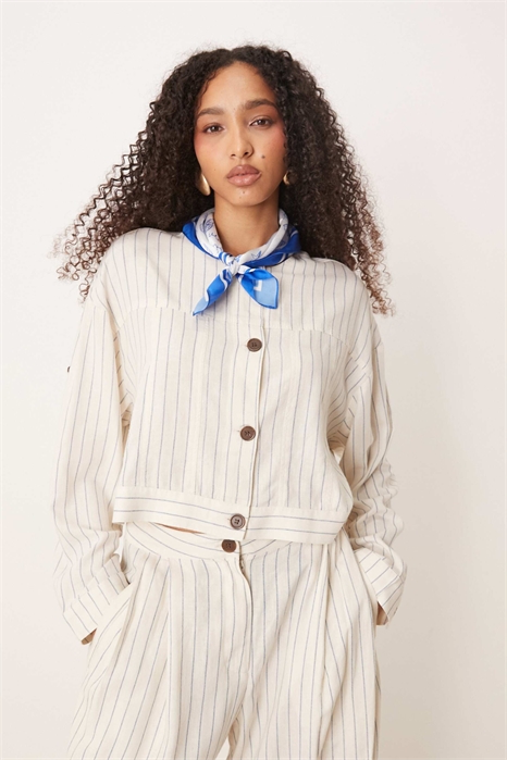 Рубашка с пуговицами и льняной текстурой co-ord артикул 141726540