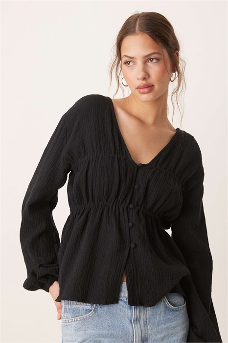 Блуза с длинными рукавами и застежкой на пуговицах спереди артикул 140261266