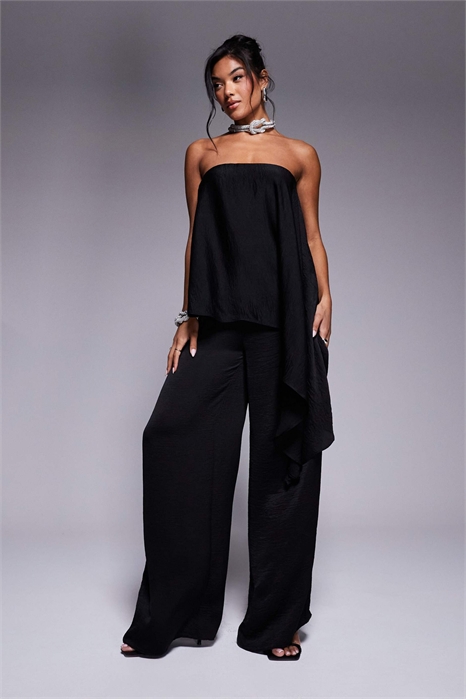 Комбинезон-бандо из атласа черного цвета артикул 140139518