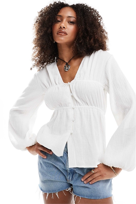 Блуза с длинными рукавами и застежкой на пуговицах спереди артикул 140261263