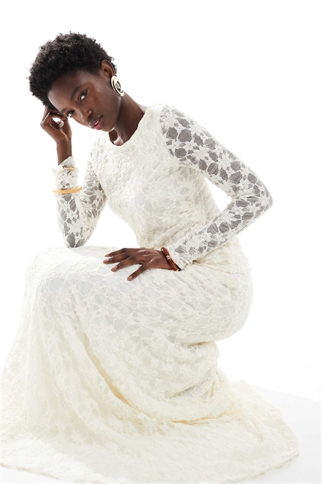 Топ с длинными рукавами и кружевом, с асимметричным подолом co-ord артикул 145397462