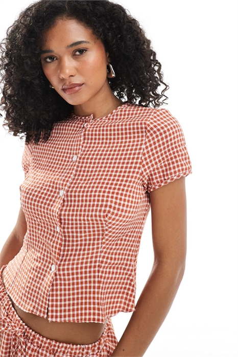 Блузка облегающего кроя с короткими рукавами co-ord артикул 148037595