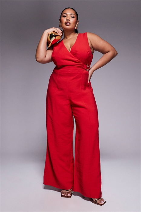 Комбинезон ASOS DESIGN Curve с перекрещивающимся вырезом спереди и пряжкой артикул 143056480