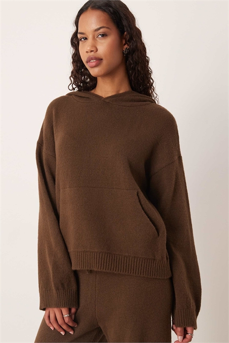 Пушистая вязаная толстовка оверсайз с капюшоном co-ord артикул 153285646