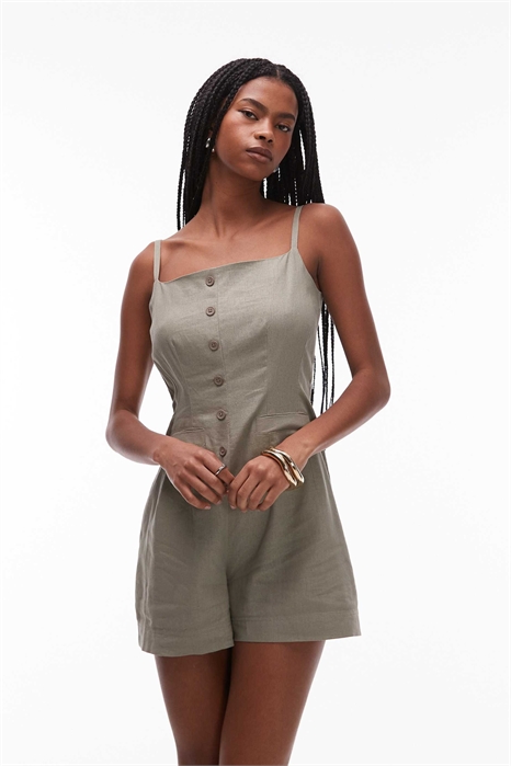 Летний комбинезон из льна с пуговицами артикул 141528261