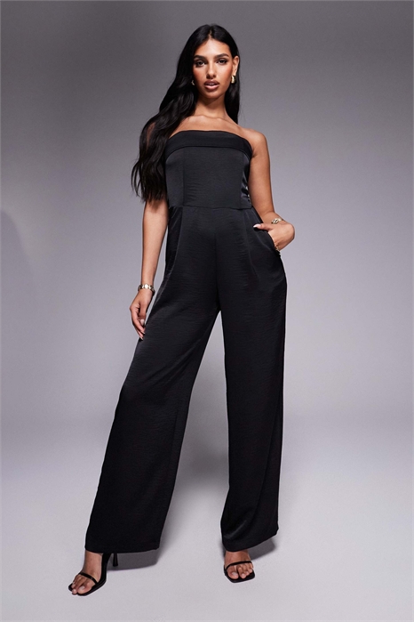 Комбинезон-бандо из сатина с широкими брючинами артикул 147439468