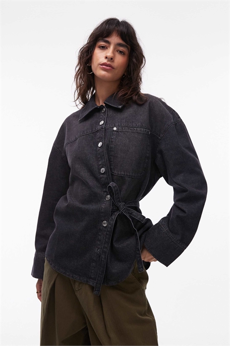 Рубашка из джинсовой ткани свободного кроя артикул 153286380