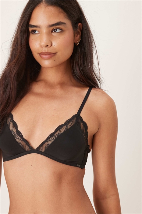Чувственный трикотажный бюстгальтер-треугольник из кружева без подкладки артикул 148778916