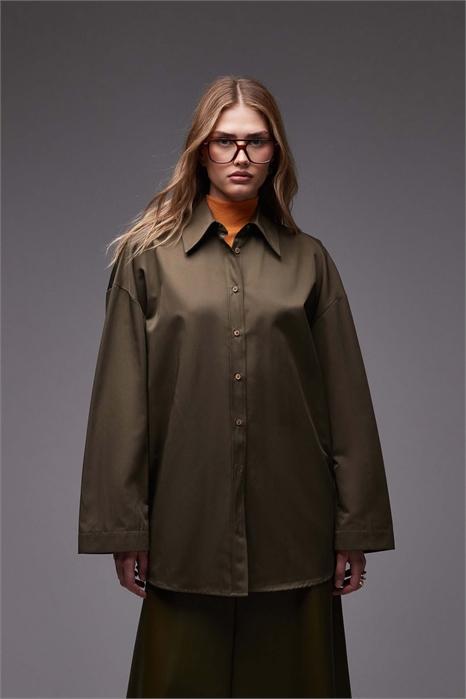 Рубашка из плотного хлопка свободного кроя артикул 153593666