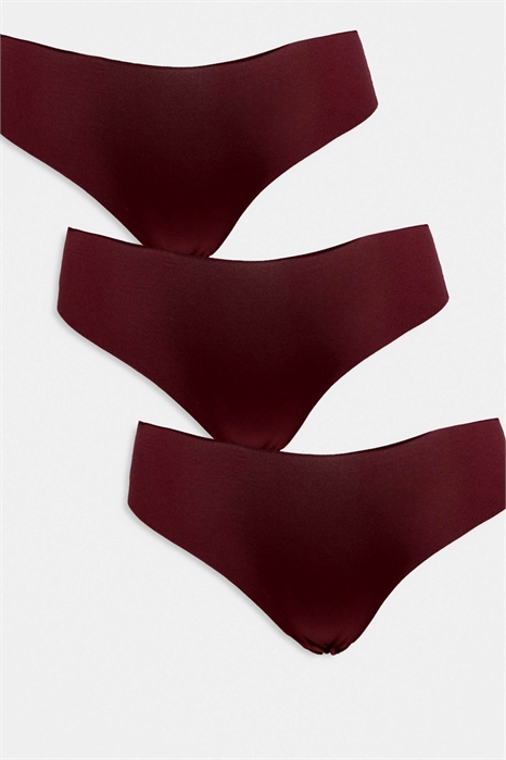 Набор из 3 пар бразильских трусиков без отпечатков и с кружевом артикул 149438457