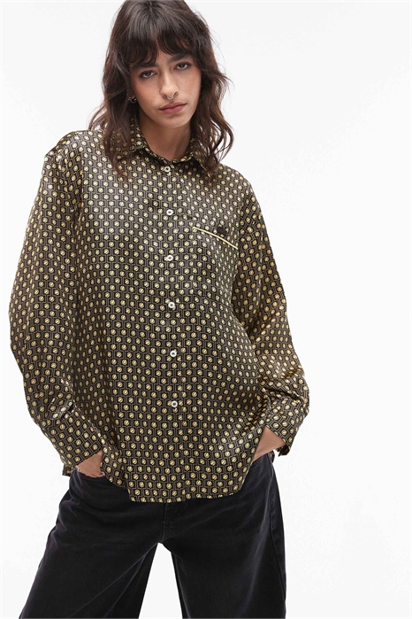 Рубашка с атласным принтом артикул 154085438