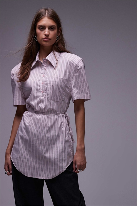 Поло с плечевыми вставками и затягивающейся талией артикул 150970968