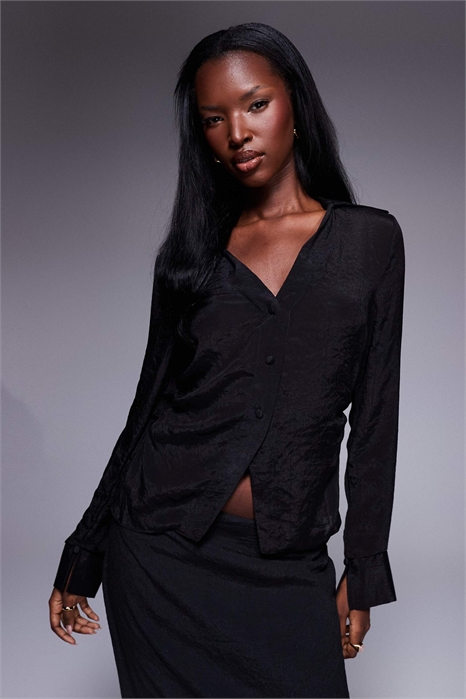 Прозрачная рубашка с длинными рукавами из гофрированной ткани co-ord артикул 151453149