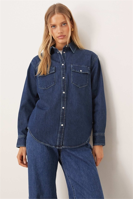 Джинсовая рубашка свободного кроя артикул 148882260