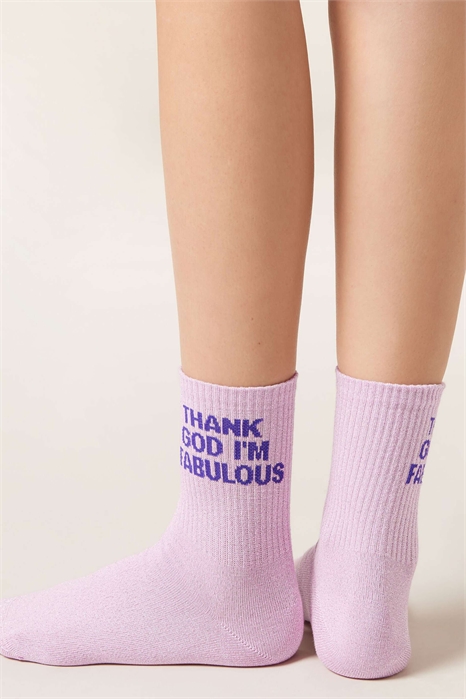 Носки с блестящим текстом артикул 155741289