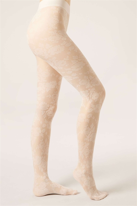 Прозрачные колготки с цветочным принтом артикул 155613650