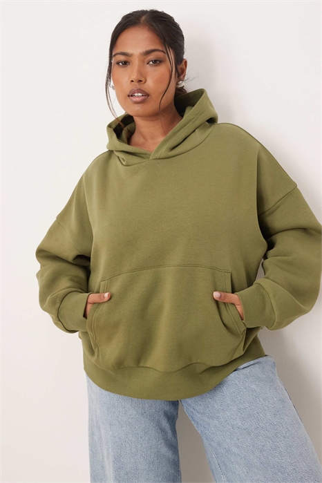 ASOS DESIGN: Оверсайз-худи с капюшоном и воротником-стойкой, цвет хаки артикул 147904639