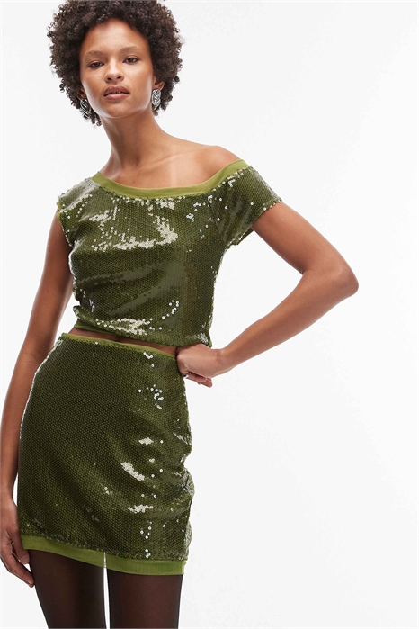 Мини-юбка из смешанной ткани с пайетками co-ord артикул 149730856