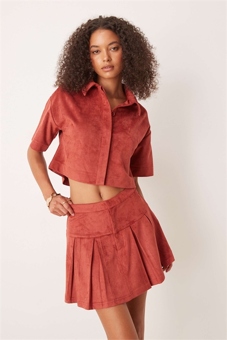 Мини-юбка из искусственной замши с плиссировкой co-ord артикул 147441962