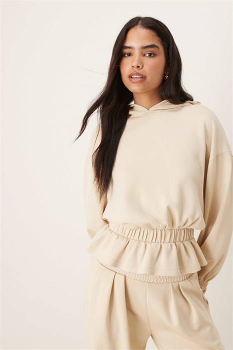 Худи из мягкого на ощупь купро с оборкой по низу артикул 148925464