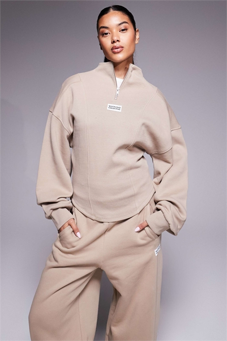 Свитшот Weekend Collective из смешанной ребристой ткани с полузастежкой-молнией co-ord артикул 148451472