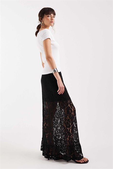 Макси-юбка из кружева с воланами и подкладкой артикул 153399137