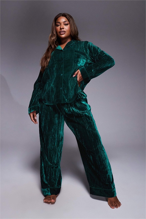 Комплект пижамы ASOS DESIGN Curve с бархатной текстурой артикул 149004465