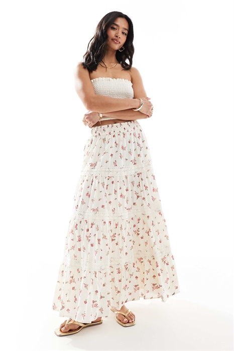 Макси-юбка с многослойными вставками артикул 141497303