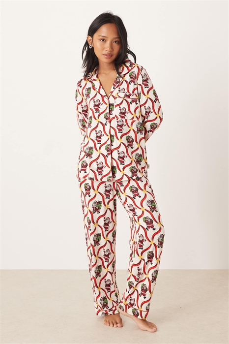 Эксклюзивный комплект пижамы «Chelsea Peers» из полиэстера с длинными рукавами и отложным воротником для миниатюрных девушек артикул 143498222