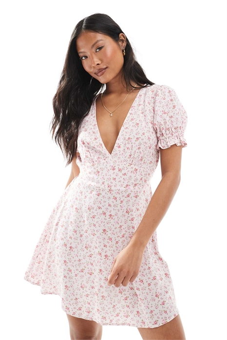 Мини-платье-футляр с V-образным вырезом из принтованной пряжи артикул 141105842