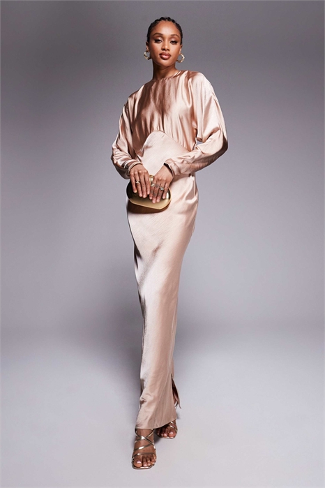 ASOS DESIGN — длинное атласное платье-макси с рукавами «летучая мышь» для высоких девушек артикул 143826837