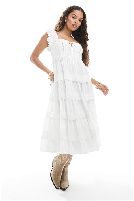 Макси-платье с вышивкой и отделкой в стиле «беби-долл» артикул 141497338