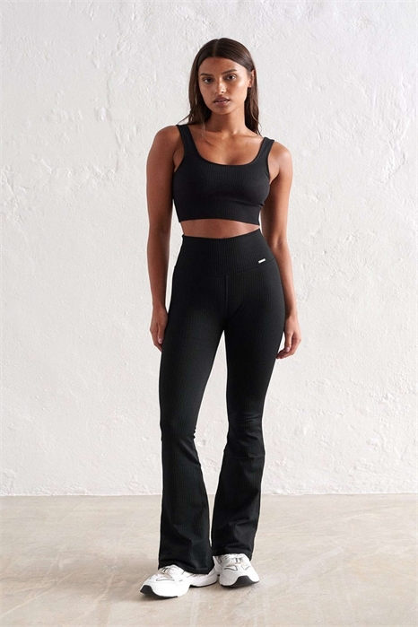 Черные ребристые бесшовные колготки-клёш для миниатюрных девушек артикул 141194335