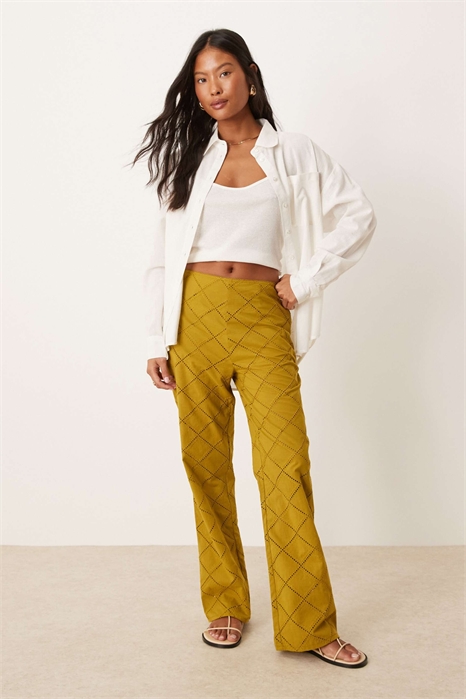 ASOS DESIGN Брюки с прямыми брючинами и геометрическим ажурным узором в стиле «петит» артикул 140984603