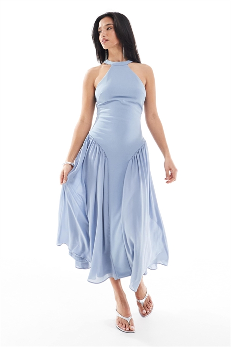 Макси-платье с высоким воротником и пышной юбкой для подружки невесты артикул 141188879