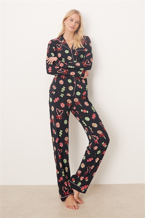 Пижамный комплект «Poly» с длинными рукавами и отложным воротником артикул 143498211