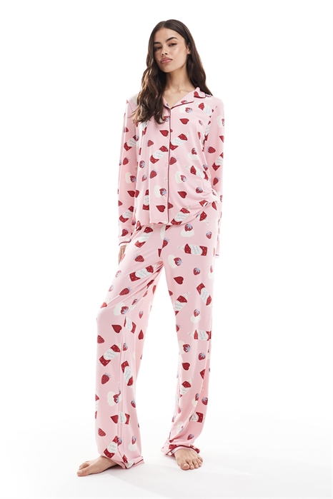 Комплект пижамы с принтом в виде высоких десертов артикул 143453183