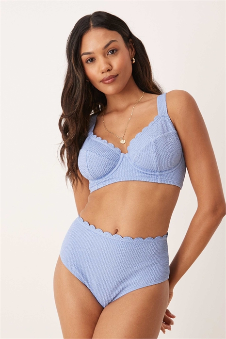 Бикини-трусики с высокой талией и гофрированной текстурой, украшенные волнистым краем артикул 141008140