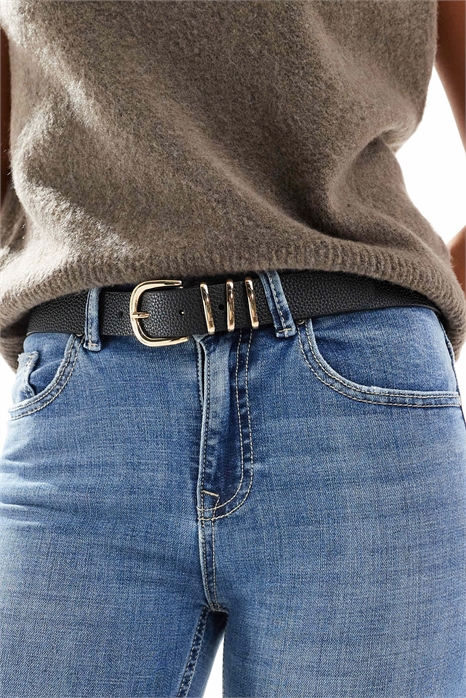 Пояс для джинсов из искусственной кожи с золотой пряжкой артикул 150937784