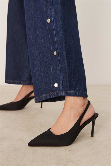 Острые туфли на среднем каблуке с открытой пяткой артикул 139368065
