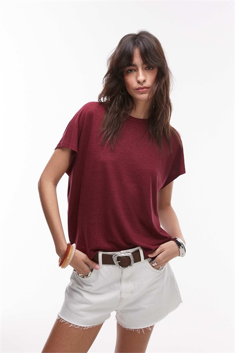 Футболка из смешанного льна с короткими рукавами артикул 147258714