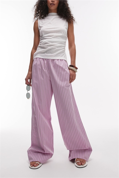 Брюки из поплина с прямыми брючинами и эластичным поясом артикул 143301552