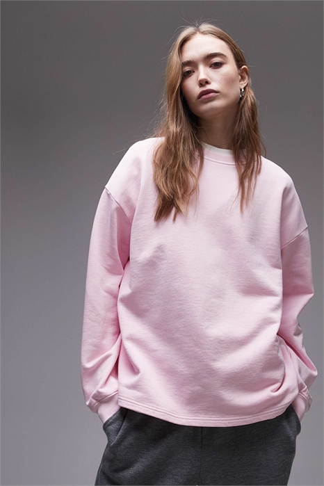 Свободная мягкая толстовка из махровой ткани с круглым вырезом артикул 141932123