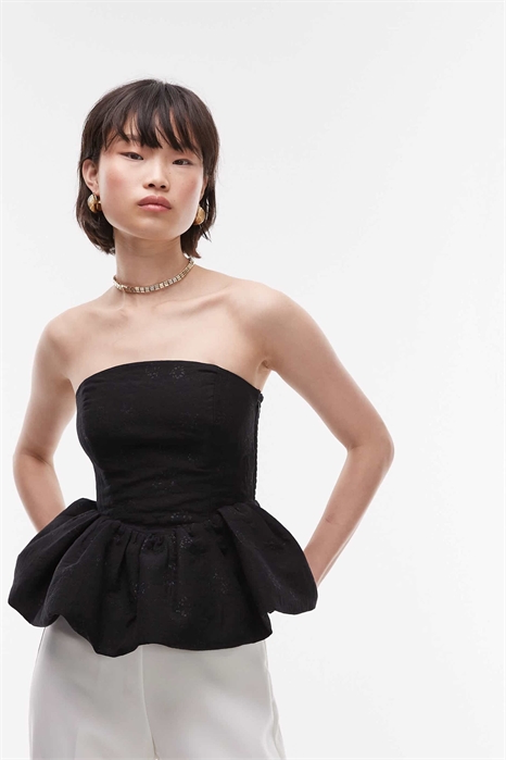 Бандо из металлизированной парчи с цветочным узором и расклешенным низом артикул 146841075