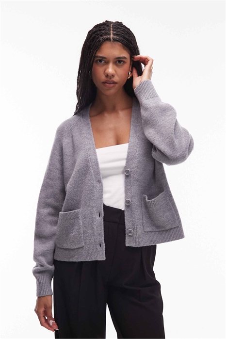 Кардиган из смешанной шерсти с накладными карманами артикул 148306078