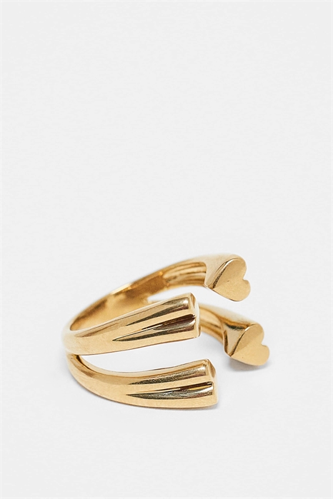 Кольцо с двойным открытым сердечком артикул 153891736