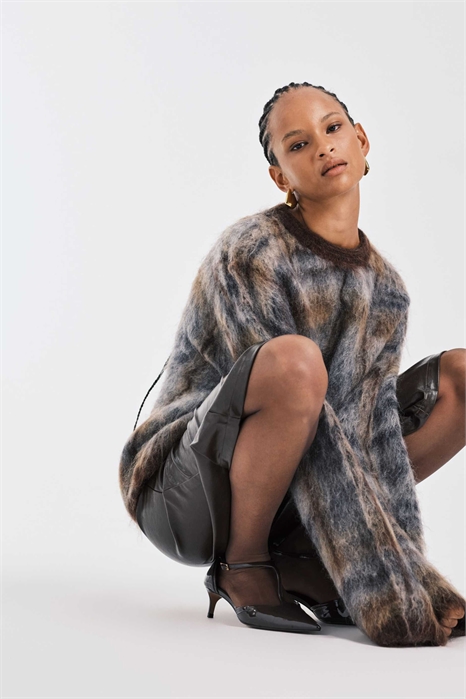 Свитер из шерсти и мохера в клетку артикул 151746440