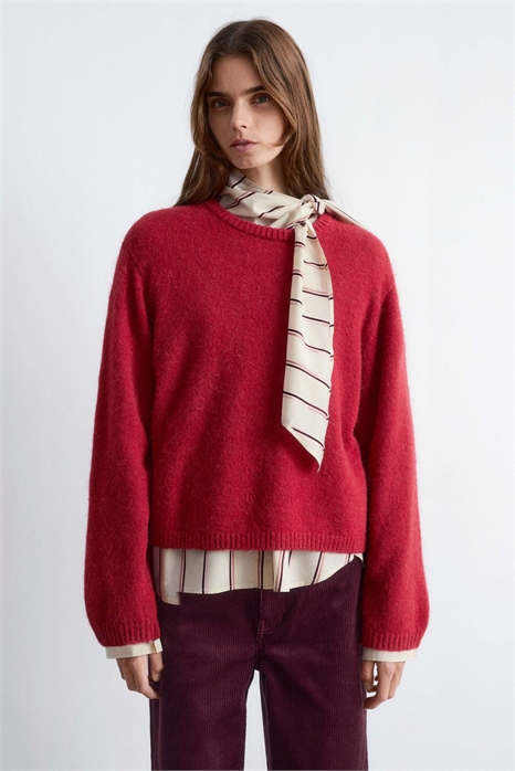 Свитер из сверхмягкой альпаки и шерсти с широкими рукавами артикул 150204948