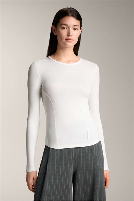 Футболка с длинными рукавами из ребристой ткани с содержанием хлопка и модала артикул 151567126