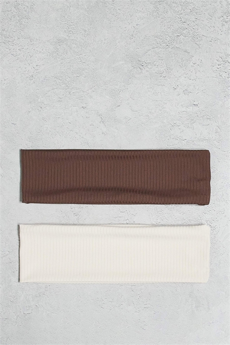 Набор из 2 ребристых резинок для волос в нейтральных тонах артикул 142513194